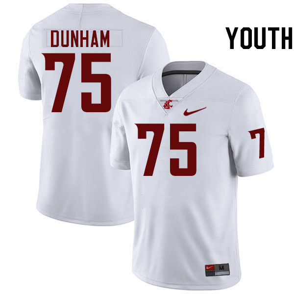 Youth #75 Noah Dunham Washington State Cougars College Football Jerseys Stitched-White